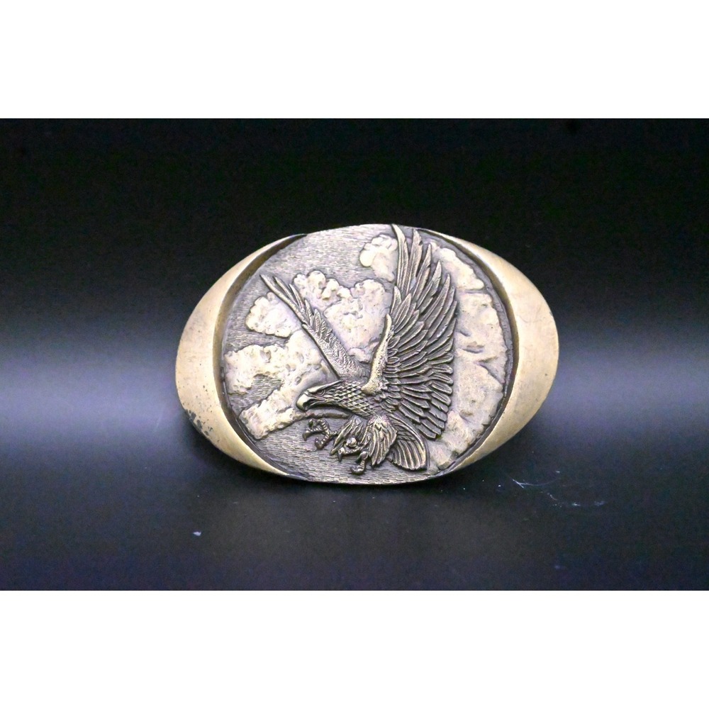 Vintage Indiana Metal Craft Eagle Belt Buckle 1982 Brass IMC Americana